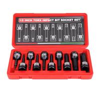 1/2 Inch Impact Torx Bit Socket Set, 10 Piece T25 - T80 Drive Impact Torx Bit Socket Set for DIY Household Car Bike Repair Home Tools