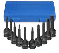 1/2 Inch Impact Torx Bit Socket Set T20 - T60 10 Piece 1/2" Drive Impact Star Bit Socket Set with Storage Case for Electric Pneumatic Wrenches DIY Auto Repair