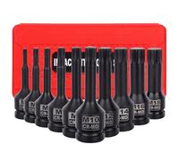 1/2 Inch Impact XZN Bit Socket Set, 10 Piece M5-M18 Drive Impact XZN Triple Square Spline Bit Socket Set for DIY Household Car Bike Repair Home Tools