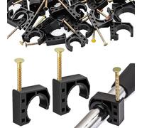 1/2 Inch Pipe Clamp, Pack of 50 Clamp Hooks with Nail - House Organisation for Dryer, Path Assembly, Farm, Garden, Yard, Patio, Driveway, Property, Sports