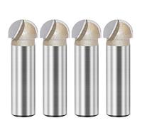 1/2-inch Shank, 5/8-inch Cutting Dia, 2-Flute, Carbide Tipped Groove Round Nose Core Box Router Bit 4Pcs (1/2 x 5/8)