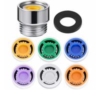 1/2 Inch Shower Flow Restrictor Showerhead Flow Reducer Limiter Set 1.1/1.5/1.8/2.0/2.1/2.6 GPM Water Flow Saver Adapter Control Valve for Fixed Shower Head and Handheld (7Pcs)