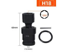 1/2 Inch Socket Wrench Adapter with for Universal Joint, 68mm Hex Electric Wrench Extension for Pneumatic and Ratchet Tools, 12-24mm Multi Thread Interface, Chrome Steel for Durability