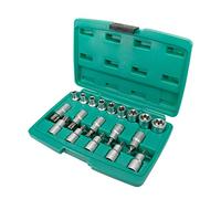 1/2 inch Socket Wrench Set 19 pcs for TORX Screws Made of Chrome Vanadium Steel by WIESEMANN 1893 I for External Torx Screws I for Internal Torx Screws I Special in Tool case I 80195