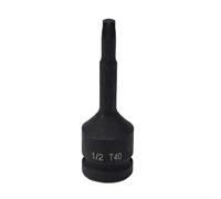 1/2 Inch Square Drive Hex Socket Adapter For Torx For T20 For T30 T40 T50 T100 Screwdriver Bits Black Chrome Steel Hand Tool 78mm Long(T40)