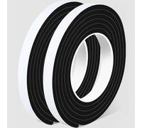 1/2 Inch W x 1/4 Inch T EVA Foam Weather Stripping Tape,Self-Adhesive Seal Tape for Doors & Windows-Draft Blocker,Soundproofing,Waterproof Insulation Foam,2 Rolls Total 33FT Black