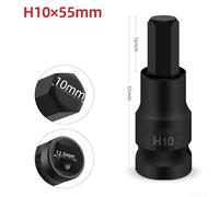 1/2 Inch Wrench Socket Adapter, Hex Socket Head H4-H14 for Ratchet Wrench, Chrome Vanadium Steel Sleeve Bit with 12.7mm Drive, 55mm Long, Black(H10)