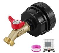 1/2" Leakproof Brass IBC Tank Fittings, IBC Outlet tap, 1000L Water Tank tap Valve Adapter for S60x6 Water Storage Tanks Taps Garden(62mm)