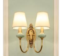 1/2-Light Retro Vintage Wall Mount Lamp American Antique Style Wall Light Fixture Brass Bedroom Bedside Wall Sconces Fabric Wall Light for Dining Room Stairs Aisle Lights Living Room/2Light