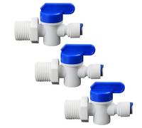 1/2" Male Thread x 1/4" PE Hose Ball Valve with OD Push-In Quick-Connect for RO Reverse Osmosis Water Filter Plastic Fitting, Beverage Dispenser & Water Filtration/Purification Systems, (3PCS)