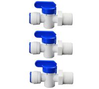 1/2" Male Thread x 3/8" PE Hose Ball Valve with OD Push-In Quick-Connect for RO Reverse Osmosis Water Filter Plastic Fitting, Beverage Dispenser & Water Filtration/Purification Systems, (3PCS)
