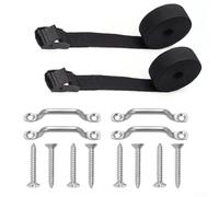 1 2 Meter Heavy Duty Nylon Webbing Tie Down Strap with Zinc Alloy Cam Buckle for Camping Cooler Kayaks Luggage Transport Security (Black buckle)