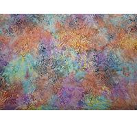 1/2 Meter | Pastel Colours | 100% Cotton Indonesian Bali Batik Fabric Floral Printed Tie & Dyed Material Gradient Dip Dye Crafts Dressmaking Art Quilting Fabric Melody Neon