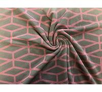 1/2 Metre 100% Cotton Knit Jersey Fabric Dressmaking Elastane Material Printed Knitted Stretch Jersey 150cm/ 60'' Wide (Geometric Shapes on Burgandy)