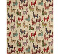 1/2 metre - Designer Alpacas Woven Heavyweight Tapestry Fabric with Colourful Alpacas **Free UK Post** Multicoloured Upholstery Furnishing Material Curtains Roman Blinds Chairs Cushions Bagmaking