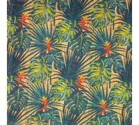 1/2 Metre Palm Leaves 100% Vegan Real Natural Printed Cork Fabric from Portugal Durable Flexible Easy Sewing Cruelty Free, Soft to Touch Bag Making, Dressmaking, Purses 140cm / 55" Width