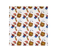 1/2 Metre - White - 100% Fine Yarn Cotton Fabric Treasure Island Pirates and Parrots Printed Cartoon Print Patchwork Quilting 112cm / 44” Width