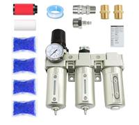 1/2" NPT Industrial Grade 3 Stage Air-Dryer-for-Compressor, Manual Drain Air-Compressor-Water-Separator-System Filter Oil for Plasma Cutter and Paint Spray,0-240 PSI,Double Filtration & Drying System