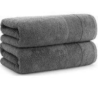 1-2 Pack Extra Large Luxury Jumbo Bath Sheets (100 x 200 cm -700 GSM) Pure Egyptian Cotton Super Soft Big Bath Sheet XL Towels (Charcoal Grey, 2)