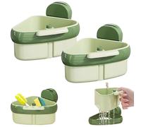 1/2 Pack Sink Colander Strainer with Retractable Handle - Punch-Free Hanging Triangle Corner Drain Rack for Vegetable & Fruit Washing A Variety of Colors to Choose from (2, Green)