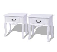 1/2 pcs Bedside Night Cabinet Drawer End Side Table Nightstand MDF White vidaXL