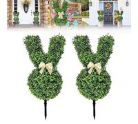1/2 Pcs Bunny Topiary Trees, 90cm Easter Rabbit Faux Tree, Artificial Bunny Shaped Topiary Trees Pot For Easter Porch Decor UV-Resistant, Indoor & Outdoor Garden Decor (B-70cm, 2pcs)