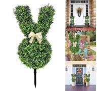 1/2 Pcs Bunny Topiary Trees, 90cm Easter Rabbit Faux Tree, Artificial Bunny Shaped Topiary Trees Pot For Easter Porch Decor UV-Resistant, Indoor & Outdoor Garden Decor (B-70cm, 1pc)