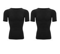 1/2 PCS Men Body Shaper T-Shirt Slimming Shapewear Belly Control Compression Man Modeling Underwear Corset For Sports(2PCS Black,2XL)