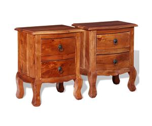 1/2 pcs Nightstands Bedside Table Cabinet with Drawers Solid Acacia Wood vidaXL