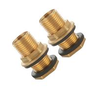 1/2 pieces brass hexagonal couplings with rubber seal G3/8 inch XG1/2 inch for rainwater barrels, tank fittings and pipe connections, industrial brass bulkhead tank connection