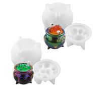 1/2 Pieces Witch Cauldron Resin Mold | Halloween Cauldron Silicone Mold | Epoxy Resin Moulds | for Crafting, Witch Decor, Candy Soap Making | Reusable Easy Release | 8.8x6.9cm/9x6.9cm