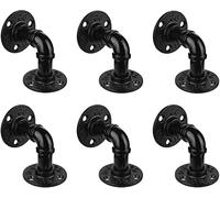 1/2" Pipe Shelf Bracket，Wall Mounted Floating Shelf Bracket, Steam Punk Decor Hanging Wall Metal Bracket, Heavy Duty Decorative Rustic Shelving Bracket, Set of 6(3.3X3.3)
