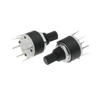 1/2 Pole 3/4 / 5/6 / 8 Position SR16 16mm Rotary Band Switch 15mm Shaft DC60V 0.3A 15mm Shaft Flower Axis Round Switch(1 Pole 8,2PCS)
