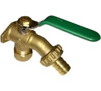 GS1 UK Future Build Supplies Ltd 1/2'' Quarter Turn Lever Action Outside Garden Bib Tap with Built in Wall Plate Elbow with Hose Connector