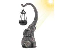 1/2 Retro Garden Lights - Solar Powered Patio Lamp with Elephant Garden Decor | Retro Resin Craft, Automatical Garden Lamp, Yard Ornament, Waterproof for Parks, Patios, Backyards, Gardens