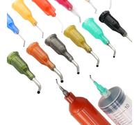 1/2" Screw Base, 1000pcs Curved Blunt Tip Syringe Dispensing Needles for Industrial Liquid Glue, Needles Length 13mm, 0.3mm(ID) x 0.55mm(DO), Length