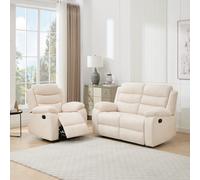 (1+2 seater, Beige) BOSTON 1+2 SEATER MANUAL FABRIC RECLINER SOFA SET