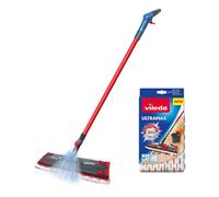 Vileda 1-2 Spray Microfibre Flat Spray Mop with Extra Microfibre Refill Pad, Red