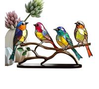 1/2 Stained Glass Birds Desktop Ornaments - Acrylic Desktop Birds Figurine Statue | Multi Use Aesthetic Decoration Tool for Desk Living Room Dining Room Bedroom Side Table 7.28 * 3.82 inches