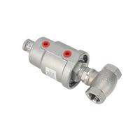 1/2" Stainless Steel T Type Pneumatic Threaded Globe Valve Pneumatic Angle Seat Valve Water Valve DN15 Waist Drum Valve(Double Acting)