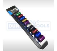 (1/2" Standard) Dunnet Tools Socket Set Coloured Sockets Heavy Duty Hex Socket Set On Storage Rail Metric Standard Tool Set