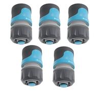 1/2" Stop Quick Connect Garden Hose Connector Automatic Water Shut-Off, PC/ABS Plastic, Stainless Steel Clamps, 6 Bar, Fits 1/2"-5/8" Hoses (5)