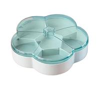 1/2-Tier Flower Shape Candy Storage Box Fruit Nuts Snacks Tray Organizer for Food Container Bins DUO ER (Color : Blue, Size : Double Deck)