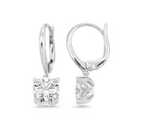 1/2 to 4 Carat Round Lab Grown Diamond Dangle Drop Earrings for Women I 14k Gold Earrings (G-H, VS1-VS2, 0.5 to 4 cttw) 4-Prong Set Brilliant Cut Diamond Leverback by Carbon Atelier, 1.00 Carats