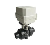 1/2'' UPVC 2-Way Normally Open Ture Union 3-Pieces Motorized Ball Valve AC/DC9V-24V 10NM Actuator On/Off 15 Sec Metal Gears(Dn15 Npt,CR202 Close)