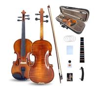 1/2 Violin Set for Beginners Handmade Acoustic Violins Set Fiddle Kit with Shoulder Rest Bow Bridge Hard Case and Extra 4strings