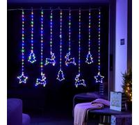 1.2 x 1.1m Christmas Window Curtain Light with 327 Multi-Coloured LEDs