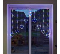 1.2 x 1.2m Light up Christmas Heart Curtain Lights with 229 Multi-Coloured LEDs