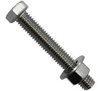 1/2" x 5" - 304-STAINLESS STEEL BOLTS, NUTS & WASHERS - 18-8 HEX HEAD Bolt - 304 Grade. General Purpose Bolts + Nuts + Washers - Full Thread Tap Bolts (5)