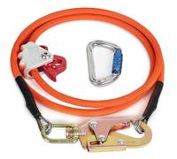 1/2" x 8ft Steel Core Flip Line Kit with Triple Lock, Swivel Snap Hook & Rope Grab Adjuster for Close-Range Fall Protection （Orange）
